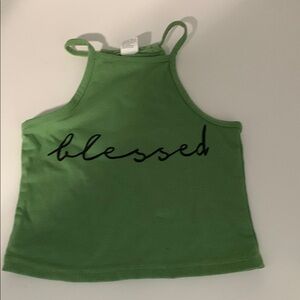 Baby Green Tank Top with 'Blessed' Print